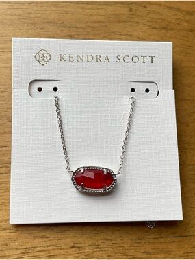 Kendra Scott Silver Necklace with Pink Oval Stone. NWT